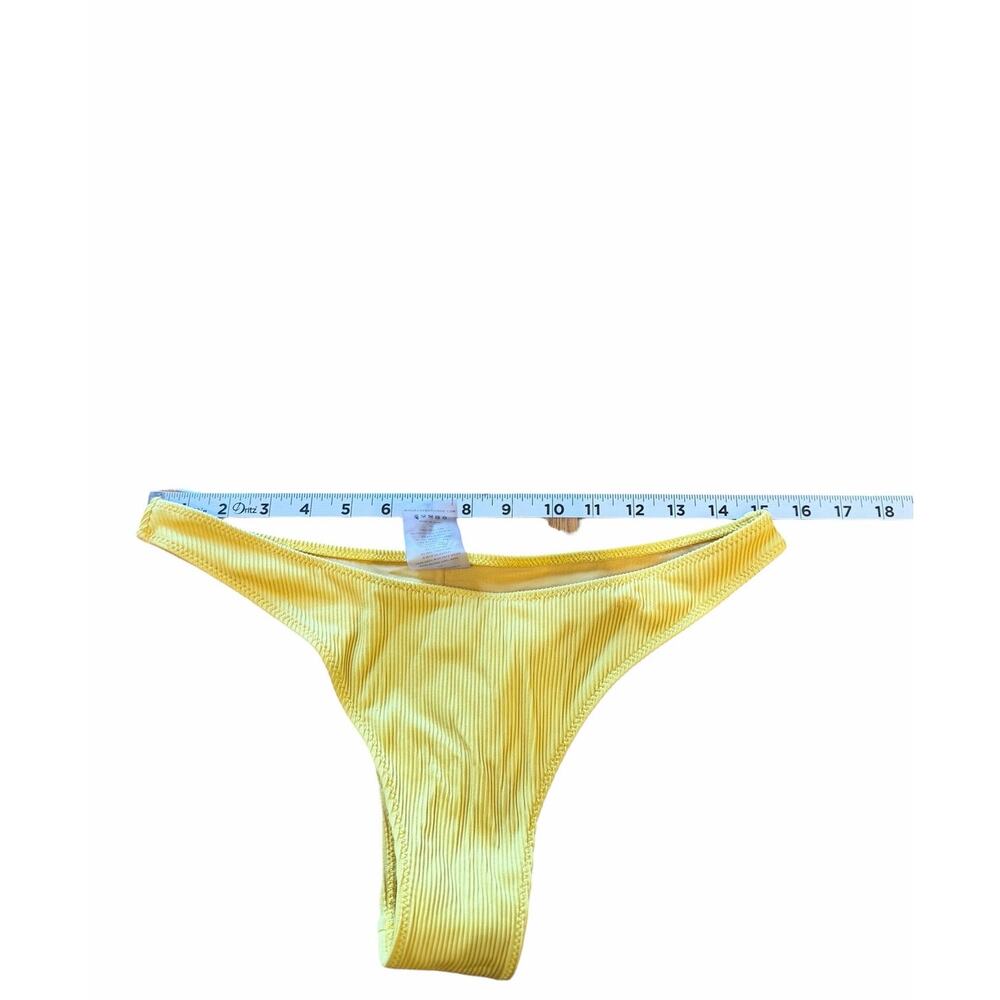White Fox Women's Bikini Yellow Ribbed Front Closure Cheeky Bottom Size Medium - Picture 8 of 9